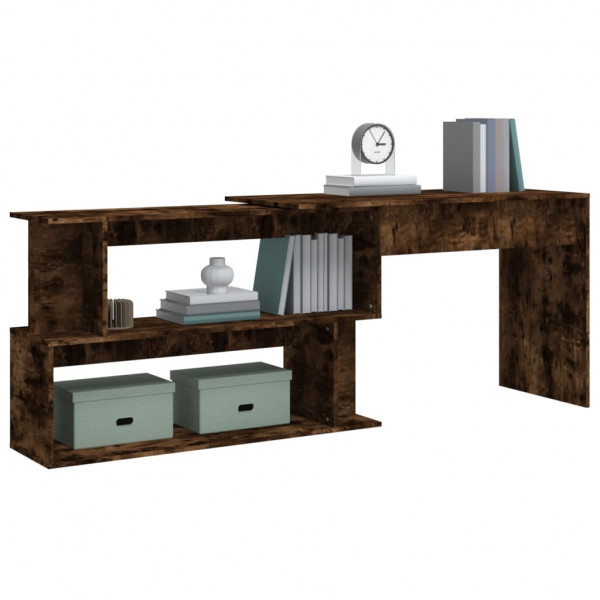 Escritorio de esquina contrachapada roble ahumado 200x50x76 cm M 4