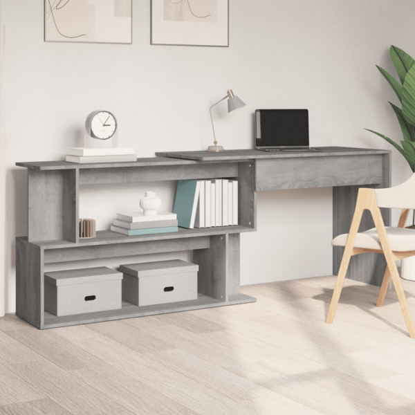 Escritorio esquina madera contrachapada gris Sonoma 200x50x76cm D