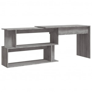 Escritorio esquina madera contrachapada gris Sonoma 200x50x76cm H