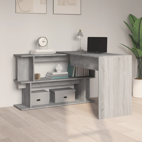 Escritorio esquina madera contrachapada gris Sonoma 200x50x76cm M 3