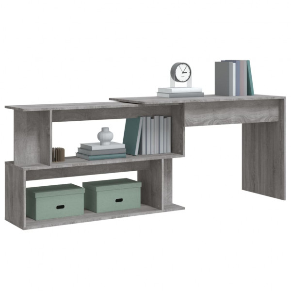 Escritorio esquina madera contrachapada gris Sonoma 200x50x76cm M 4