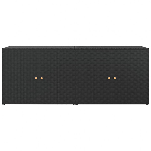 Armário de arrumação p/ jardim 198x55.5x80 cm vime PE preto M 4