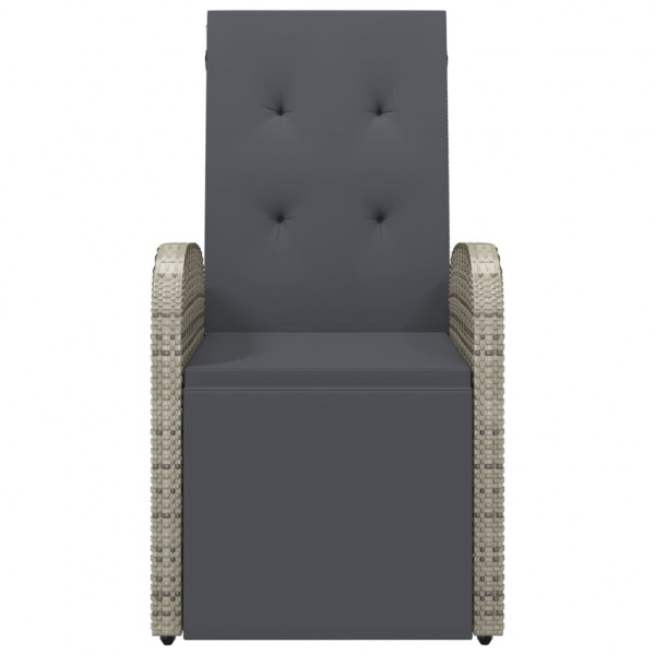 Sillones de jardín reclinables con cojines 2 uds ratán PE gris M 4