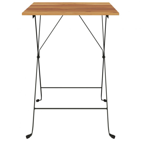 Mesa de cafetería plegable teca maciza y acero 55x54x71 cm M 3