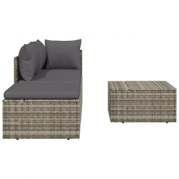 Set de muebles de jardín 4 pzas y cojines ratán sintético gris M 5