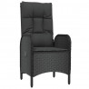 3 pcs conjunto lounge de jardim c/ almofadões vime PE preto 5
