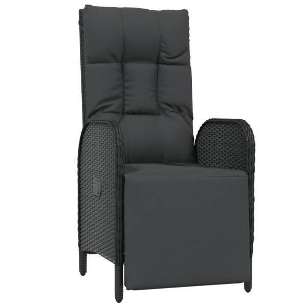 Poltronas de jardim reclináveis 2 pcs com mesa vime PE preto M 5