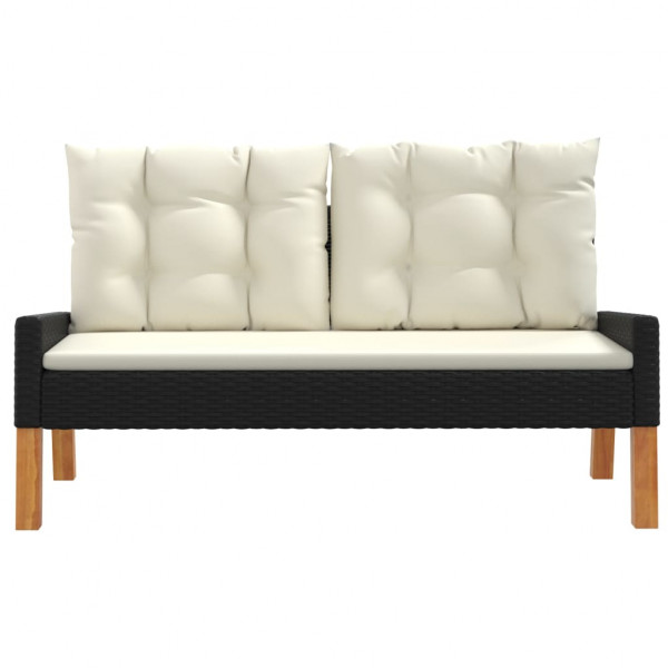 4 pcs conj. lounge jardim c/ almofadões vime PE/madeira maciça M 4