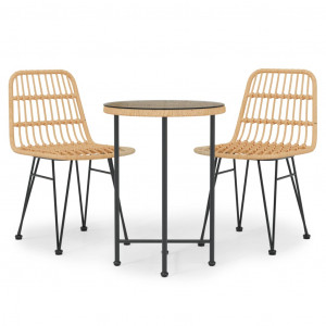 Juego de comedor de jardín 3 piezas ratán sintético H
