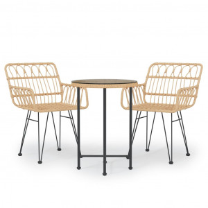 Juego de comedor de jardín 3 piezas ratán sintético H