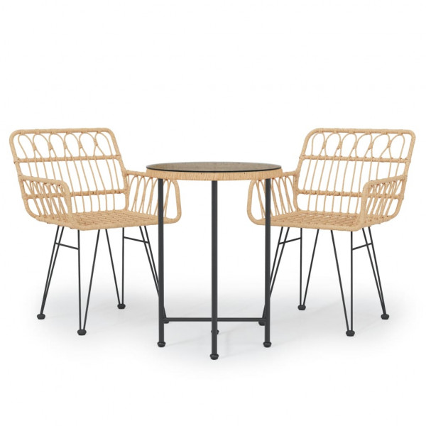 Juego de comedor de jardín 3 piezas ratán sintético M 2