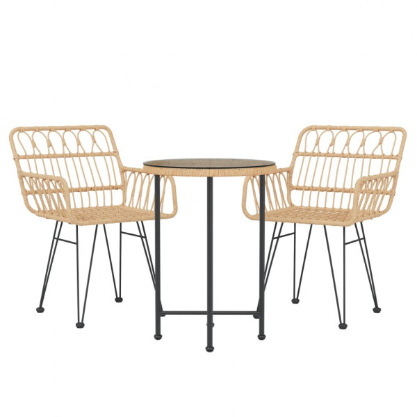 Juego de comedor de jardín 3 piezas ratán sintético M 3