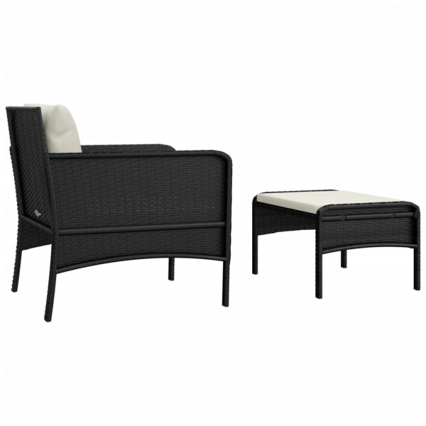 Set de muebles de jardín 2 pzas y cojines ratán sintético negro M 5