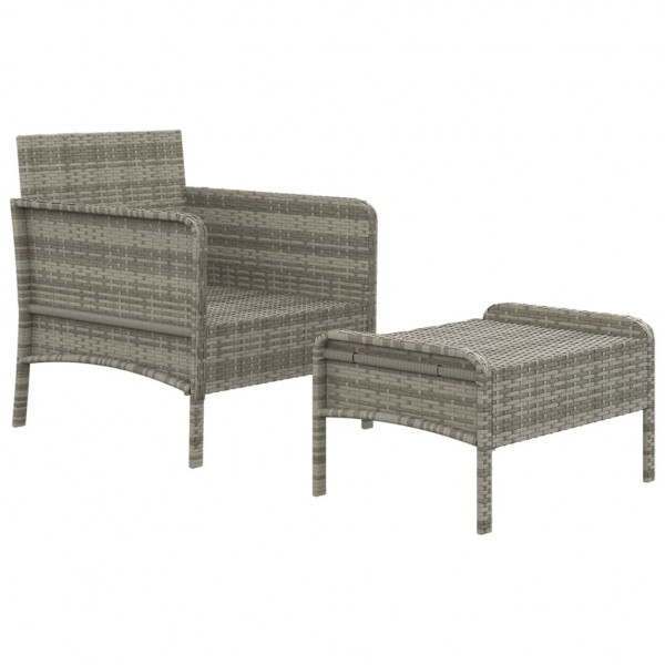 Set de muebles de jardín 2 pzas cojines ratán sintético gris M 4