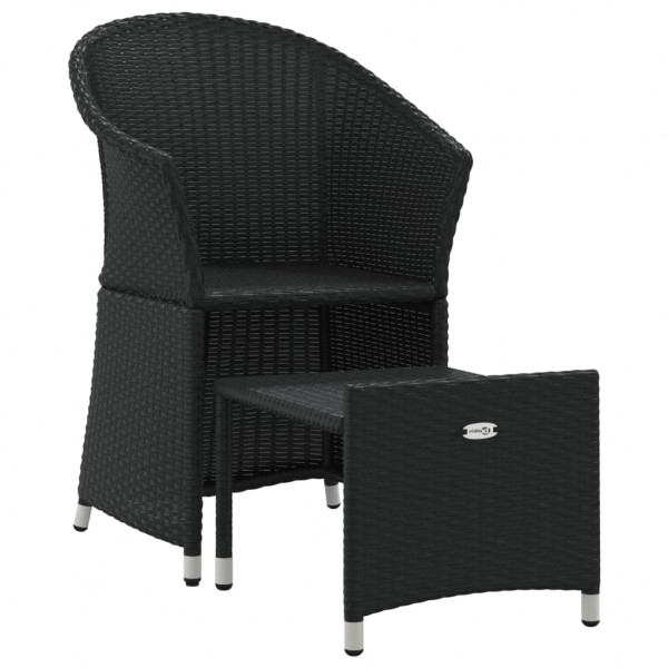 2 pcs conjunto lounge de jardim c/ almofadões vime PE preto M 3