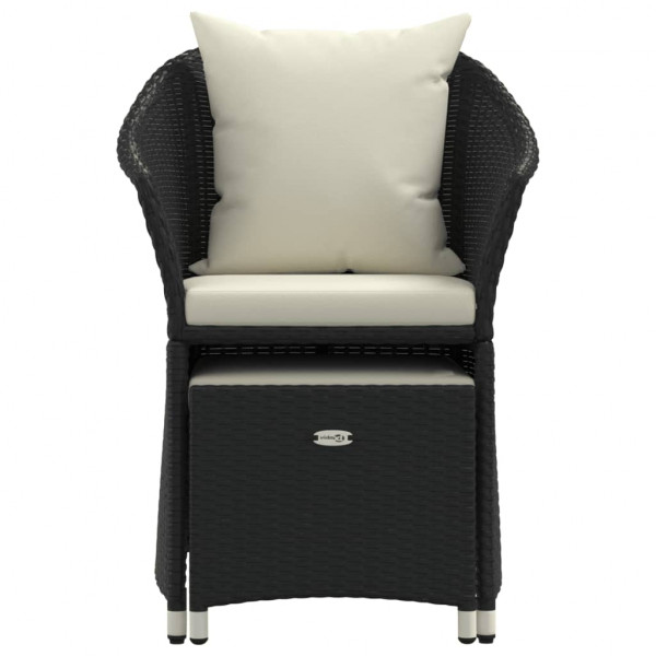 Set de muebles de jardín 2 pzas y cojines ratán sintético negro M 5