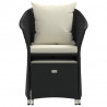 Set de muebles de jardín 2 pzas y cojines ratán sintético negro 5