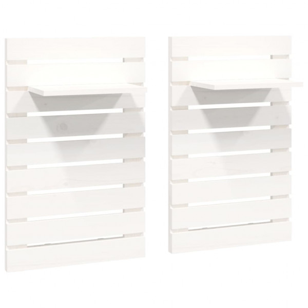Prateleiras de montagem na parede 2 pcs pinho maciço branco M 2