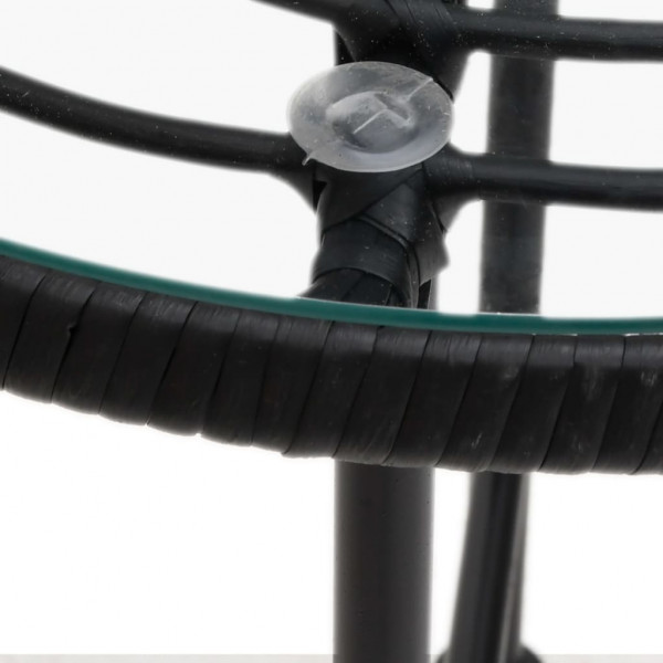 Mesa de comedor de vidrio templado y acero negro Ø50 cm M 5