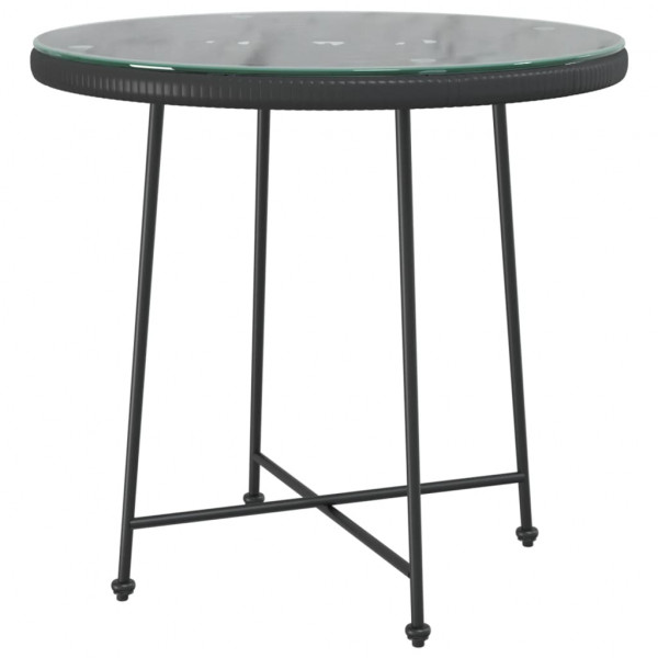 Mesa de jantar Ø80 cm   vidro temperado e aço preto M 2