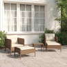 Set muebles de jardín 5 piezas y cojines ratán sintético marrón 1