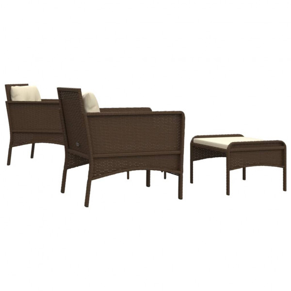 Set muebles de jardín 5 piezas y cojines ratán sintético marrón M 5