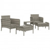 Set de muebles de jardín 5 pzas y cojines ratán sintético gris 4