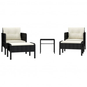 Set de muebles de jardín 5 pzas y cojines ratán sintético negro H