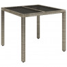 Mesa de jardín superficie de vidrio ratán PE gris 90x90x75 cm 2