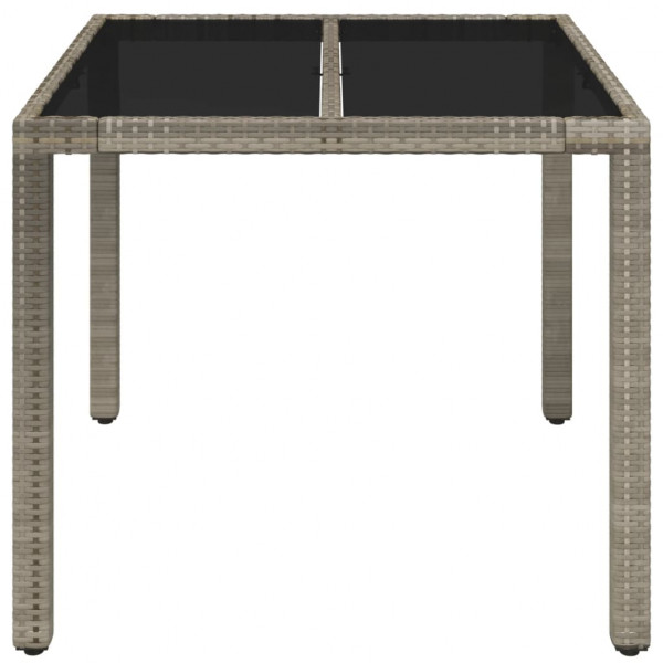 Mesa de jardín superficie de vidrio ratán PE gris 90x90x75 cm M 3