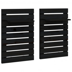 Prateleiras de montagem na parede 2 pcs pinho maciço preto H