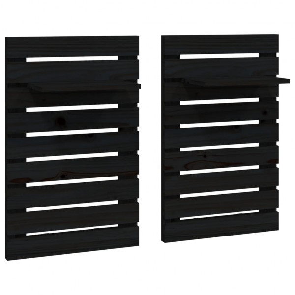 Prateleiras de montagem na parede 2 pcs pinho maciço preto M 2