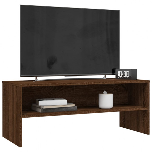 Mueble de TV madera contrachapada roble marrón 100x40x40 cm M 3