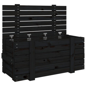 Caja de almacenaje madera maciza de pino negro 91x40.5x42 cm H