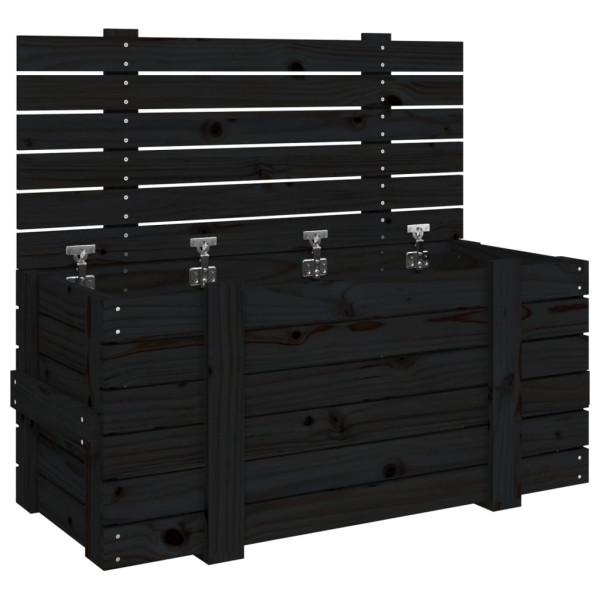 Caja de almacenaje madera maciza de pino negro 91x40.5x42 cm M 2