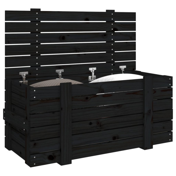 Caja de almacenaje madera maciza de pino negro 91x40.5x42 cm M 4