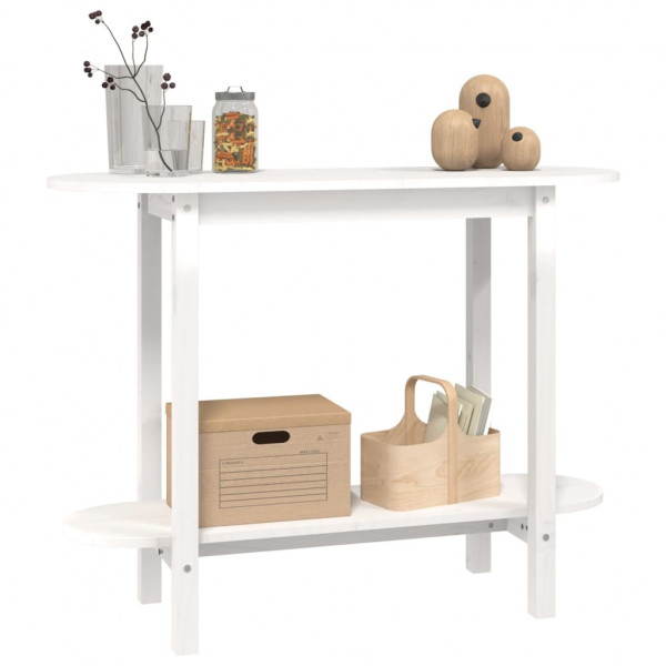 Mesa consola 110x40x80 cm pinho maciço branco M 4