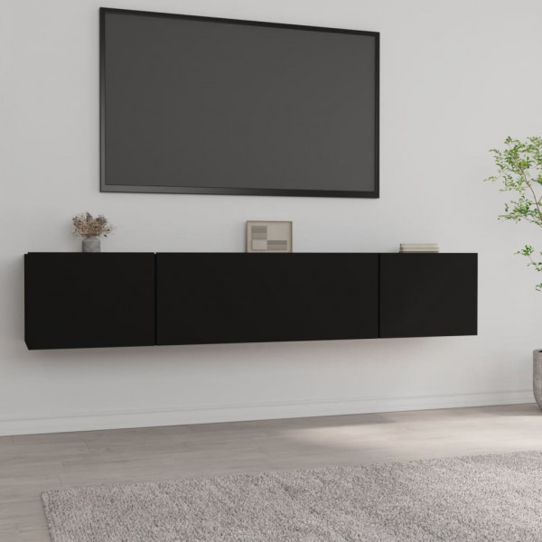 Muebles para TV 2 uds madera contrachapada negro 80x30x30 cm D