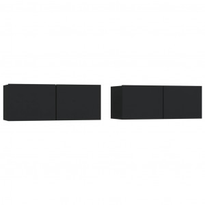 Móveis de TV 2pcs 80x30x30 cm derivados de madeira preto H