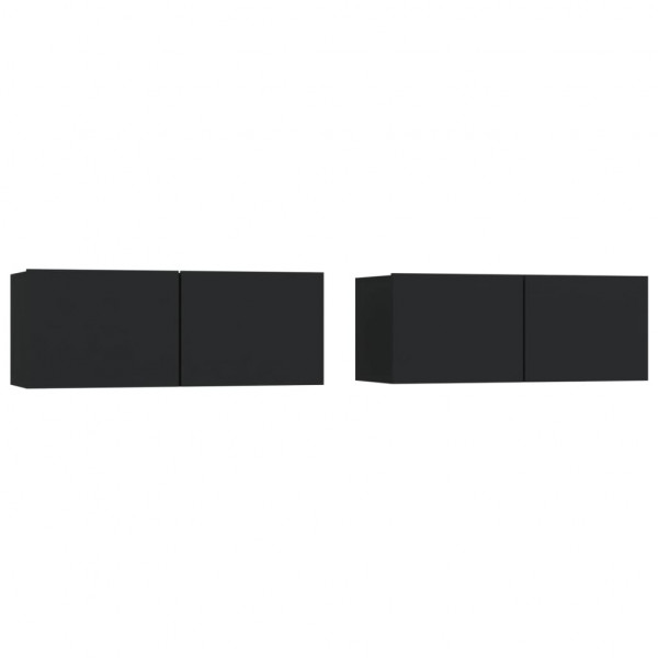 Móveis de TV 2pcs 80x30x30 cm derivados de madeira preto M 2