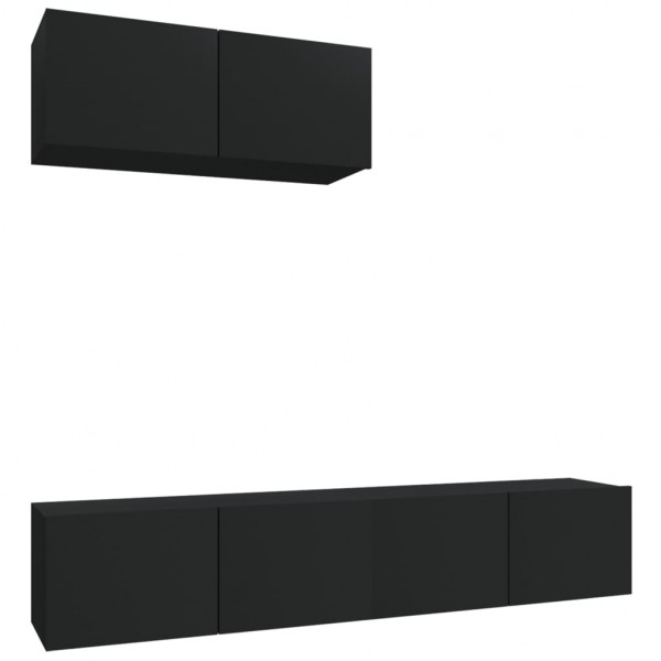 Set de muebles para TV 3 piezas madera contrachapada negro M 2