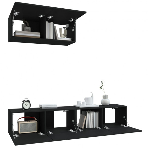 Set de muebles para TV 3 piezas madera contrachapada negro M 4