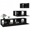 Set de muebles para TV 4 piezas madera contrachapada negro 4