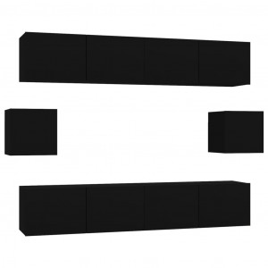 Set de muebles para TV 6 piezas madera contrachapada negro H