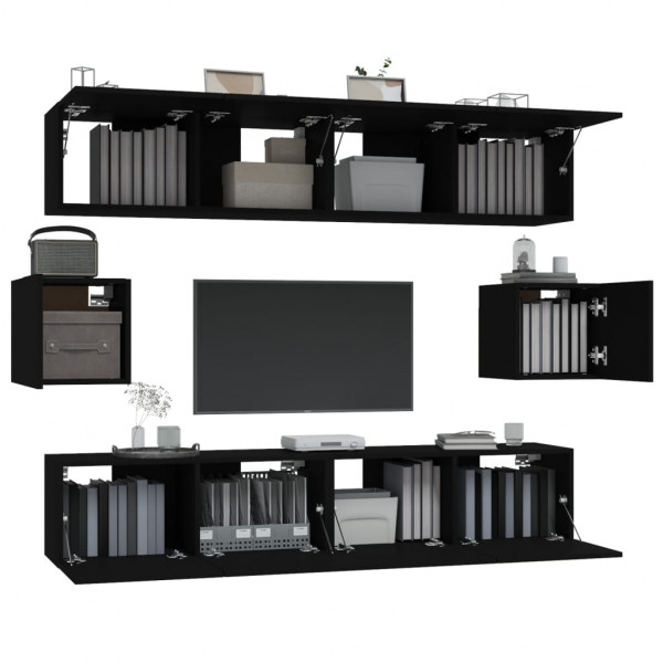 Set de muebles para TV 6 piezas madera contrachapada negro M 4