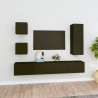 Set de muebles para TV 5 piezas madera contrachapada negro 1
