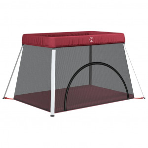 Parque para bebés com colchão tecido de linho vermelho H