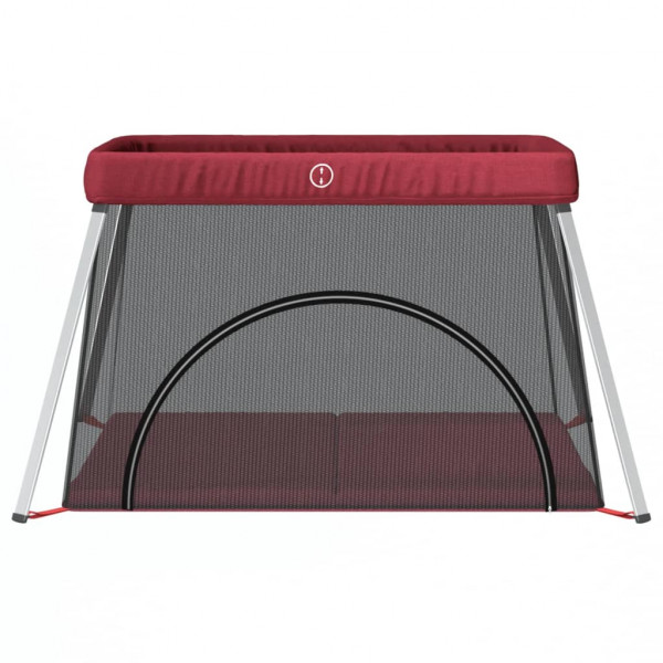 Parque infantil para bebés con colchón tela lino rojo M 3
