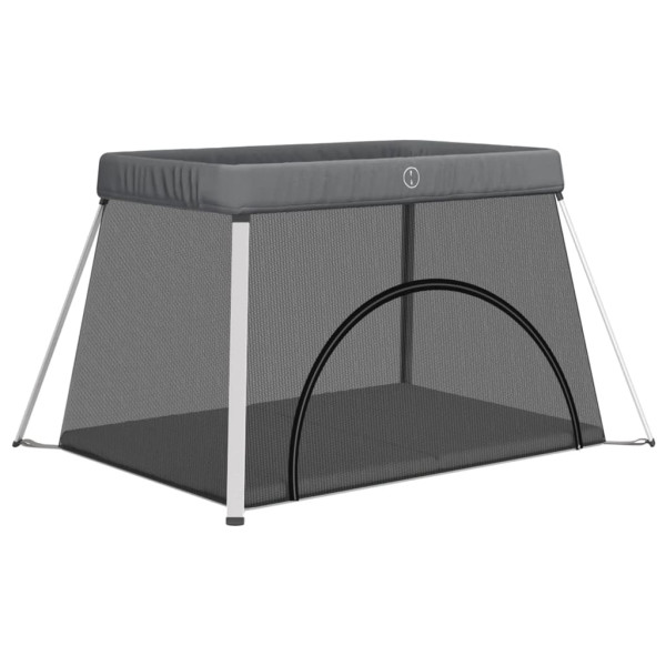 Parque infantil para bebés con colchón tela lino gris oscuro M 2