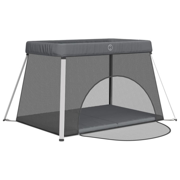 Parque infantil para bebés con colchón tela lino gris oscuro D